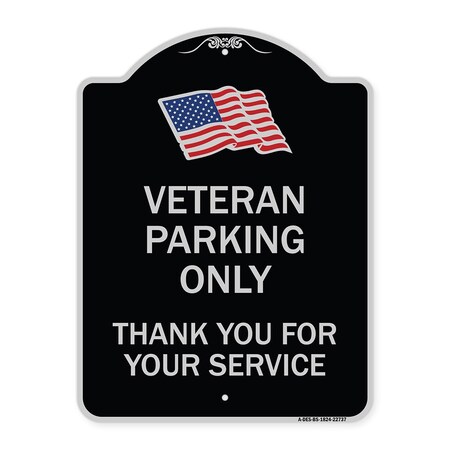 Signmission Veteran Parking Thank You for Your Service Heavy-Gauge Aluminum Sign, 24" x 18", BS-1824-22737 A-DES-BS-1824-22737
